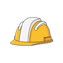 Yellow hard hat safety helmet flat design vector