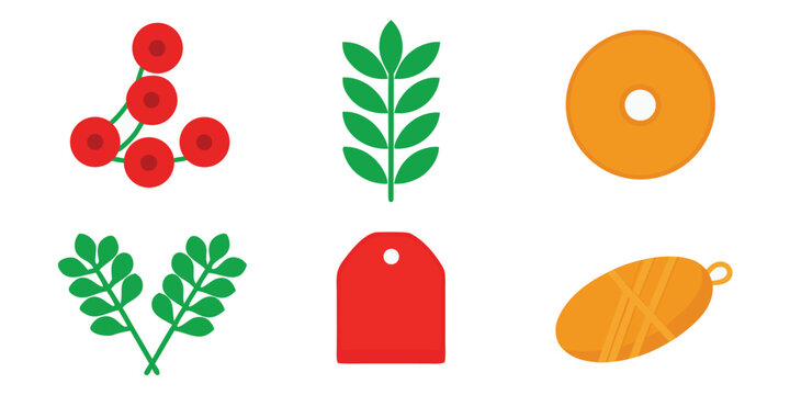 Berries leaves coin tag amulet nature plant money symbol object design icon art