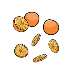 oranges, sliced ​​and whole
