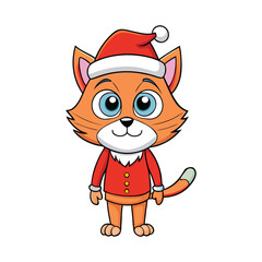 A cat with santa hat cartoon style