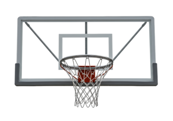 Isolated basketball hoop and backboard for team play, game points, training or championship