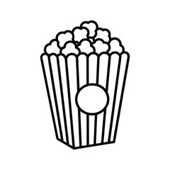 Popcorn in striped box isolated on for movie theater snack