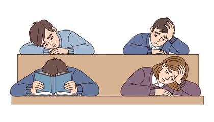 Tired students struggle with learning in classroom setting for education