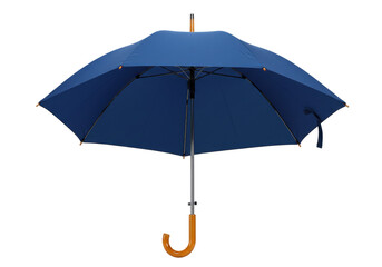 Isolated Blue Umbrella Protection from Rain and Sun with a Curved Handle, Dry Weather Protection