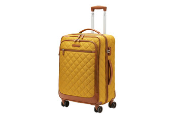Isolated Quilted Rolling Luggage with Extendable Handle for Travel and Vacations on a Trip
