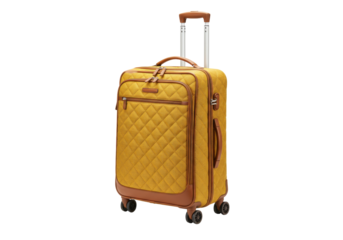 Isolated Quilted Rolling Luggage with Extendable Handle for Travel and Vacations on a Trip