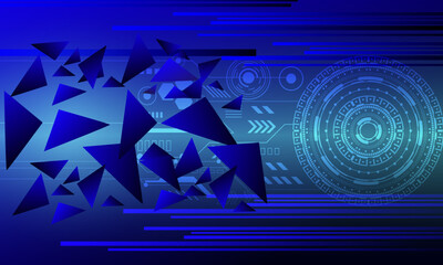 blue circuit electronic cyberspace with triangle and cricle ciruit abstract high technology background