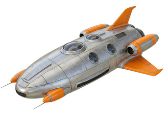 Isolated retro rocket spaceship for space travel, fictional, science-fiction, fantasy, hobby