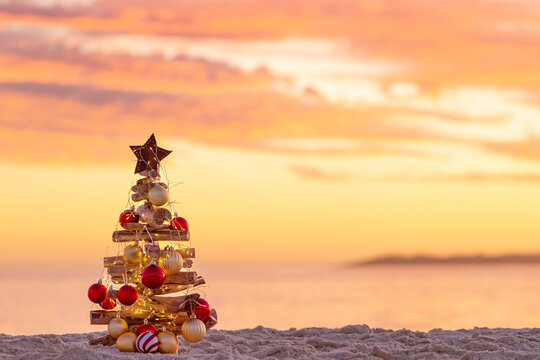 Festive Christmas Tree on an idyllic beach