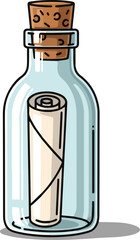 Create a Message in a bottle with cork for communication concept vector art with white background..