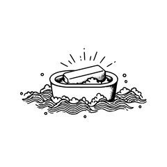 Illustration of soap in dish with bubbles for hygiene and cleanliness product concept and design needs