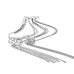 Roller skate illustration vintage style for skating rink or retro sport design and roller derby fun times