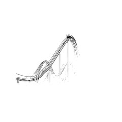 Roller coaster theme park thrill ride extreme adventure amusement park sketch illustration design element