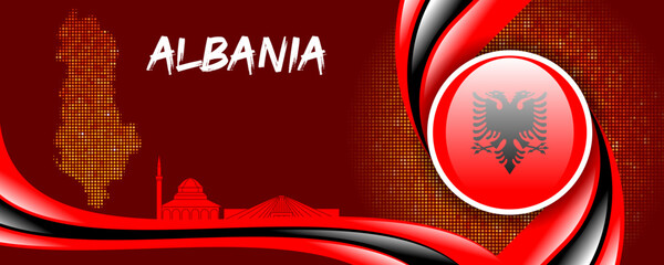 Fototapeta premium Albania National Flag and Country Symbol