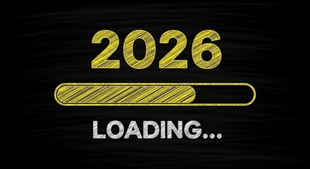 Year 2026 loading progress bar concept design for future timeline countdown