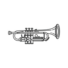 Trumpet isolated on, a brass instrument used in music