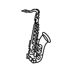 Saxophone isolated on in line art style drawing