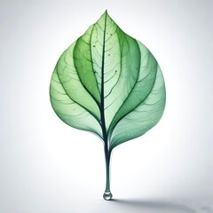 Obraz premium Pure water droplet reshaped into a delicate leaf form