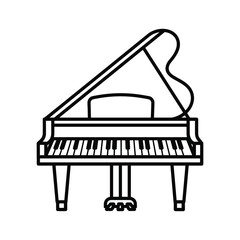 A line art icon of a grand piano isolated on