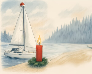 erster Advent am Strand mit Segelboot