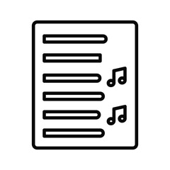 Music sheet with notes isolated on in line art style