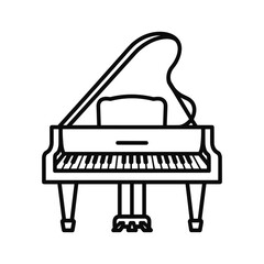 Grand piano isolated on in line art style