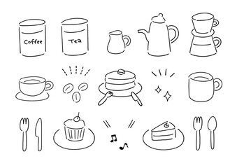 シンプルなカフェイラストのセット