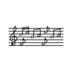 Musical note on stave isolated on for musical notation