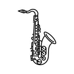 Saxophone line art isolated on, a popular jazz instrument