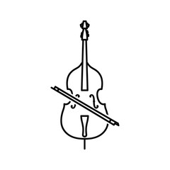 Cello musical instrument with bow isolated on in vector style