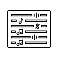Music equalizer with notes isolated on in simple line art