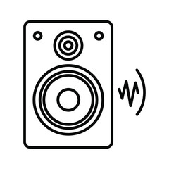 Speaker with sound wave isolated on in simple line art