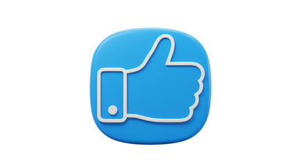 Blue Thumbs Up Icon 3D Render Social Media Appreciation Symbol of Agreement and Positive Feedback