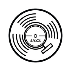 Jazz vinyl record line art isolated on, a musical medium