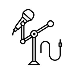 Microphone icon isolated on, studio mic and audio equipment