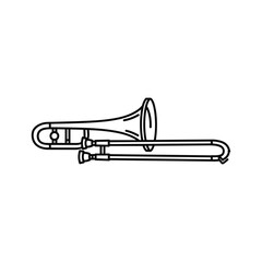 Illustration of a trombone isolated on in line art