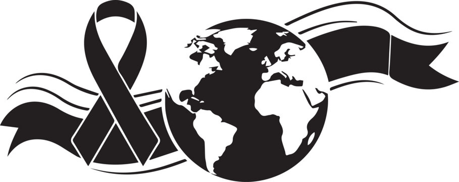 World aids day red ribbon and globe symbol raising awareness and global support for hiv prevention