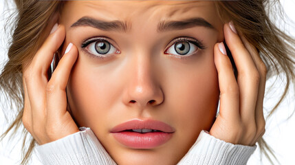 Obraz premium Sad woman frustrated after losing money in online casino, emotional stress and disappointment,gambling addiction concept, copy space