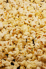 Close-up of fresh popcorn, full frame