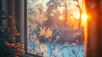 Ornate Ice Crystals: Macro View of Frost on a Chilly Winter Day