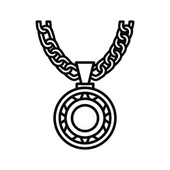 Gold chain with medallion isolated on for decoration