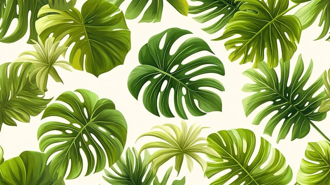 Fototapeta Tropical Monstera Leaf Seamless Pattern for Decor and Design
