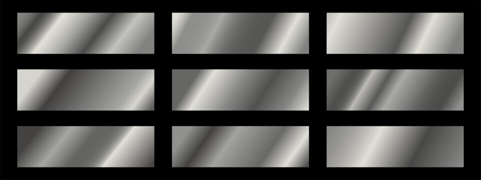 Collection of metallic silver gradient swatches