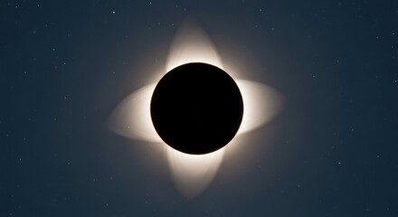 Dramatic total solar eclipse with corona and starry background