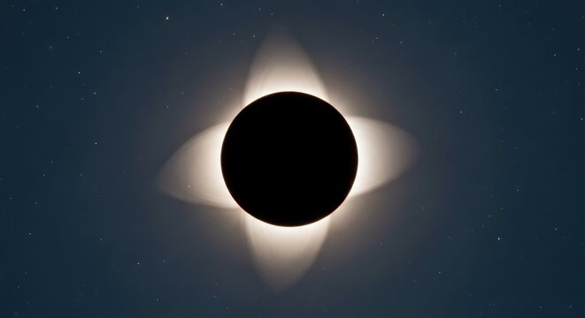 Dramatic total solar eclipse with corona and starry background