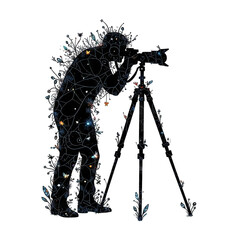 Abstract Celestial Figure Formed From Glittering Stars And Nebulae Against A Dark Background