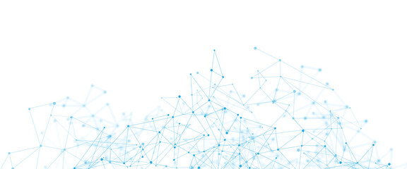 Blue, white abstract polygon connection mesh digital technology futuristic communication design.