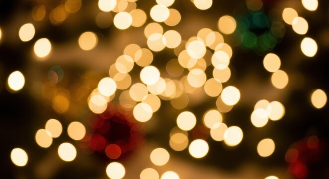 Christmas lights bokeh in warm golden tones background