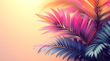 Vibrant Tropical Palm Leaves on Soft Gradient Background