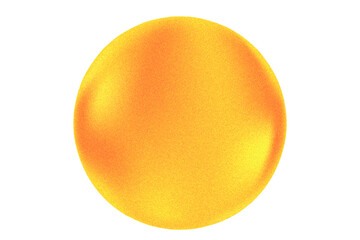 Abstract orange, golden yellow blurred magic sphere with grain texture, isolated PNG, transparent background. Iridescent glass sphere design element with smooth noise. Aesthetic gold bubble decoration